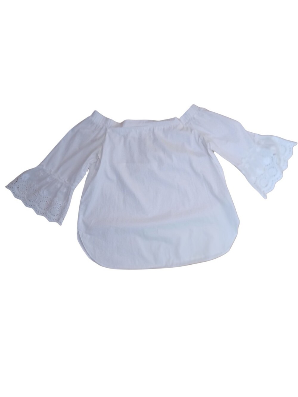 On Or Off Shoulder White Peasant Blouse Embroidered Sleeves